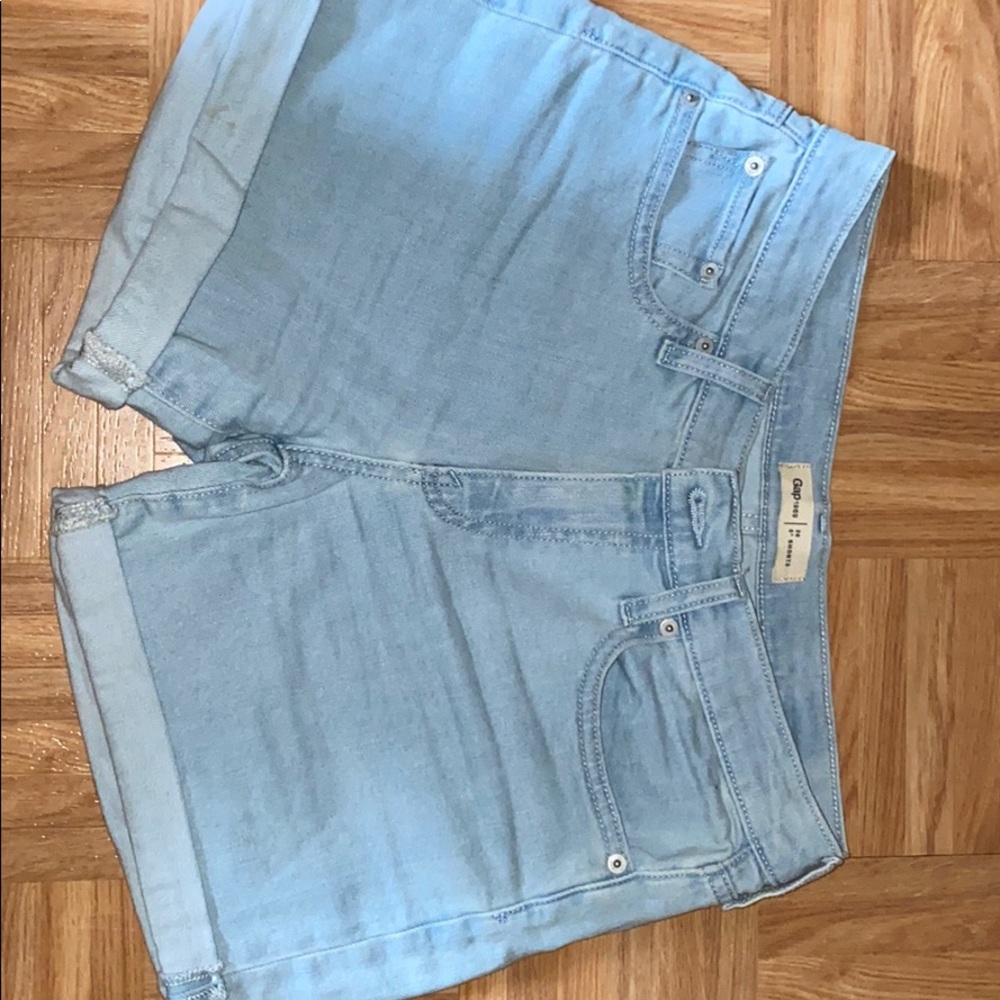 Light wash denim shorts